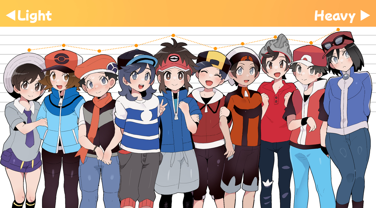 This is a pixiv picture whose title is ポケモン男主人公まとめ4.