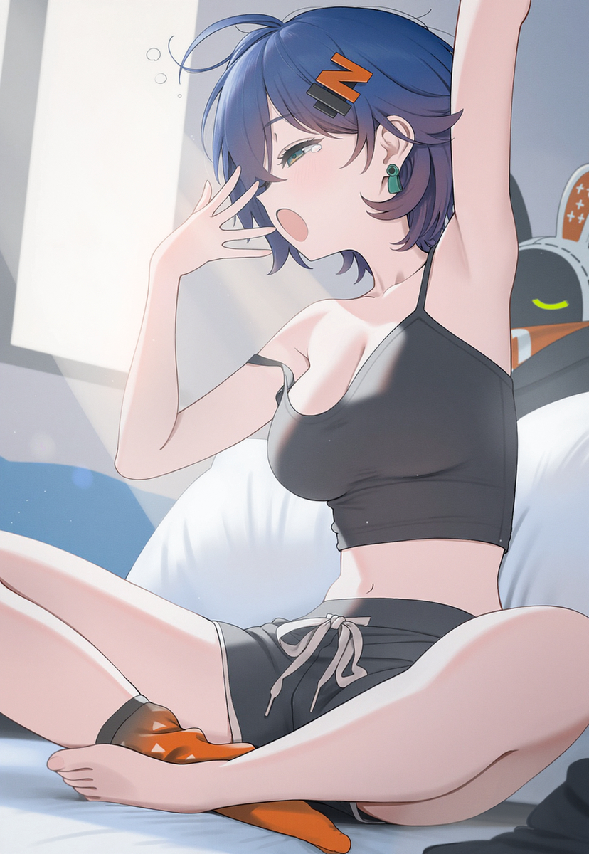 This is a pixiv picture whose title is 寝起き.