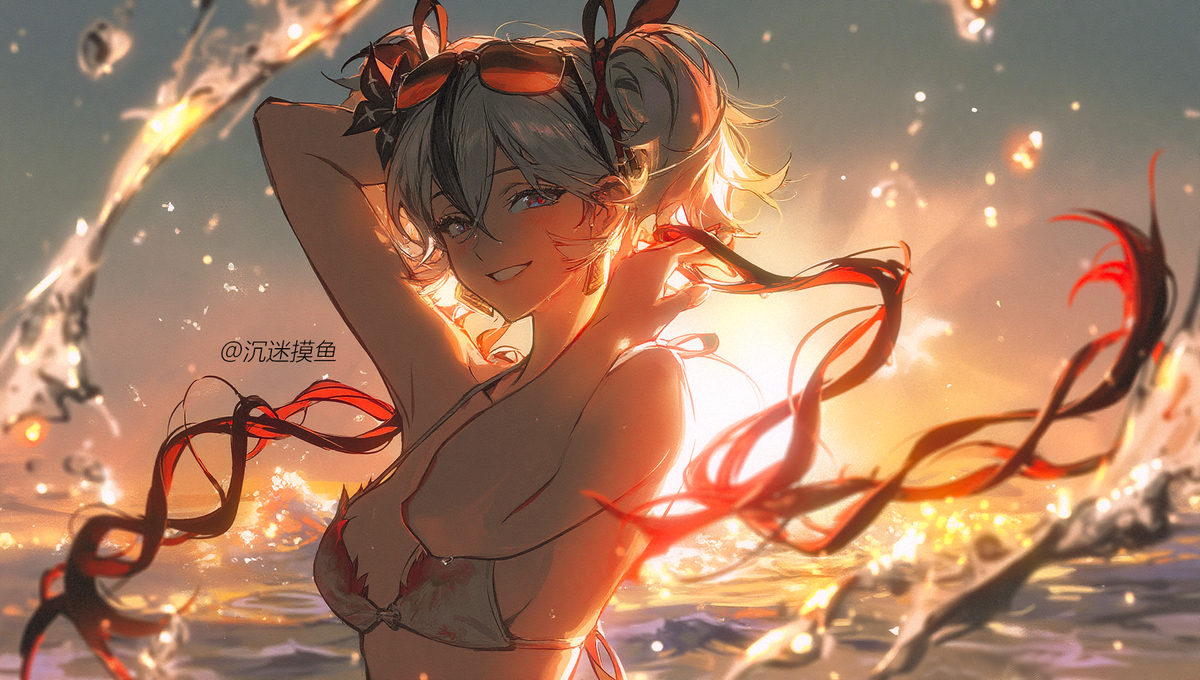 This is a pixiv picture whose title is 夏日潮声（椿).