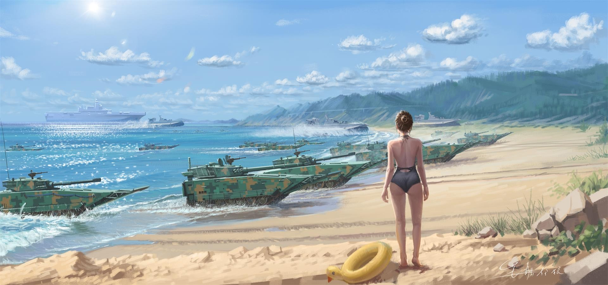 This is a pixiv picture whose title is 台湾小姐姐游泳上岸后所见.