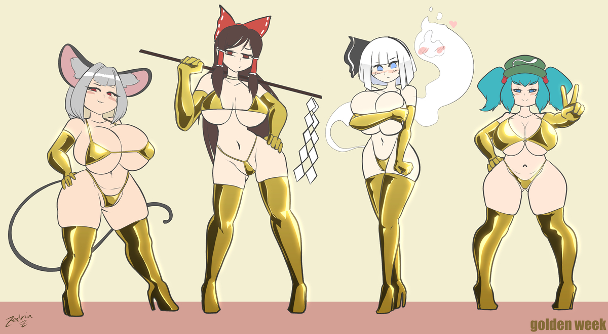 This is a pixiv picture whose title is Touhou Golden Week.