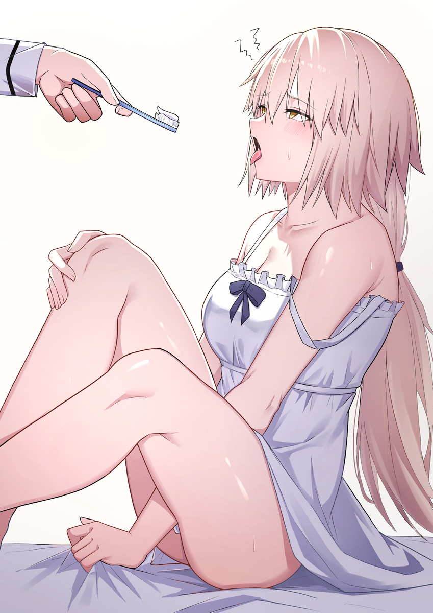 This is a pixiv picture whose title is ジャンヌちゃん歯磨きの時間.