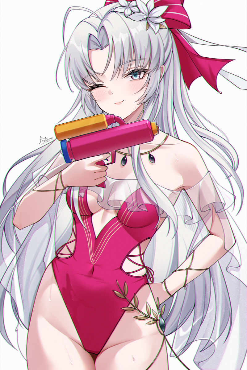 This is a pixiv picture whose title is 水着カルロッタちゃん.