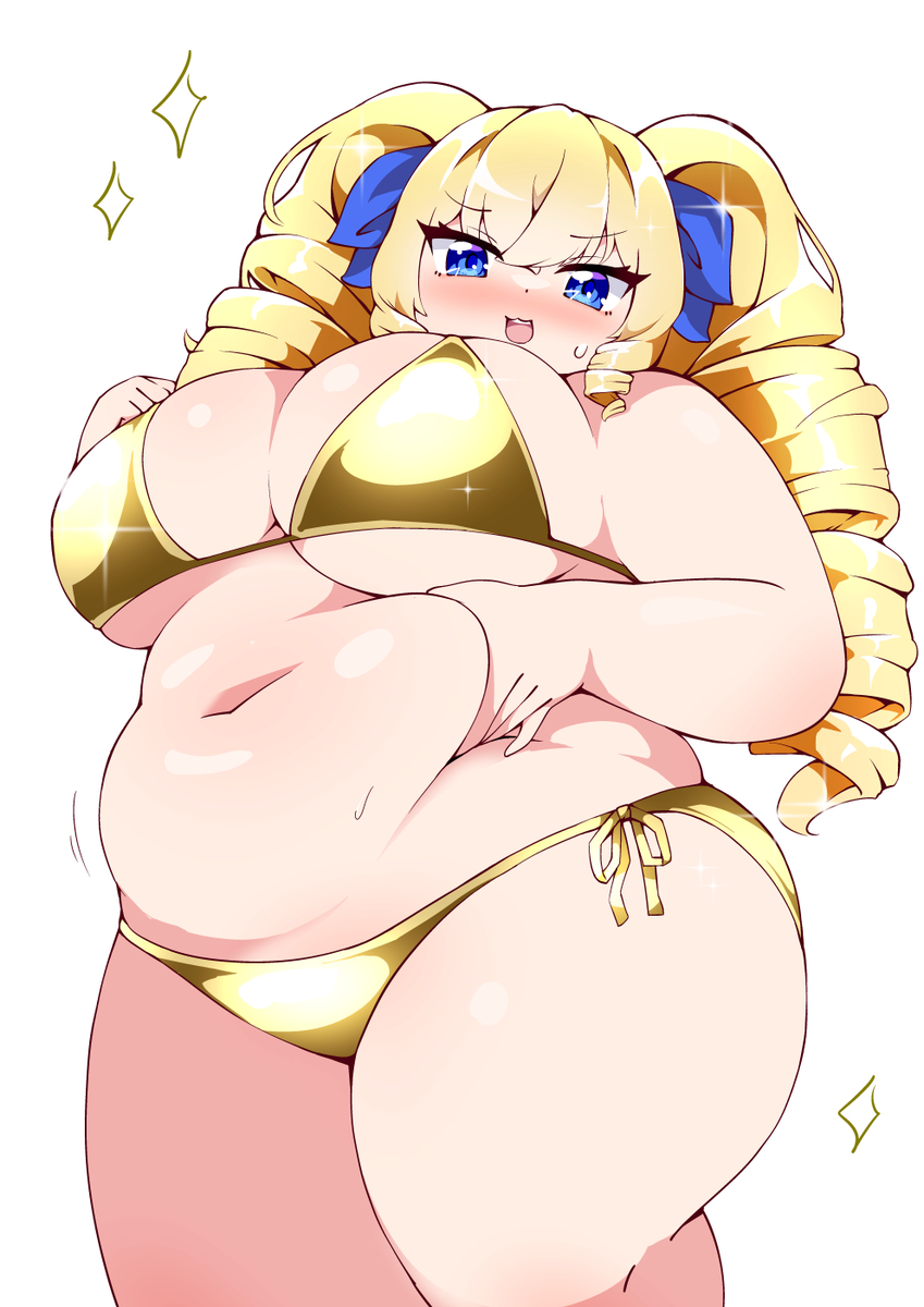 This is a pixiv picture whose title is ぽっちゃり金ビキニお嬢様✨.