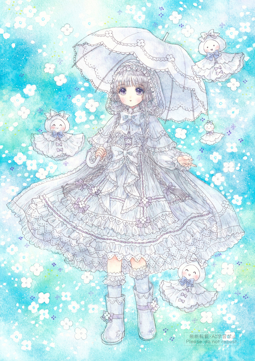 This is a pixiv picture whose title is てるてる少女.