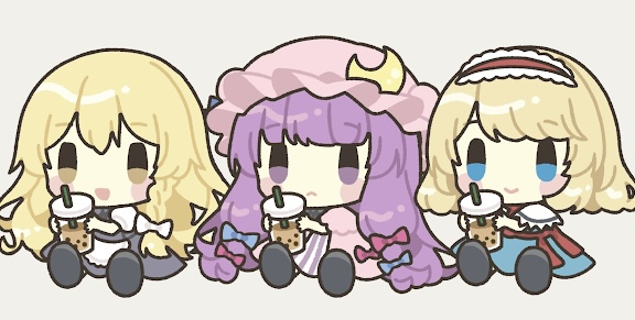 This is a pixiv picture whose title is タピオカ三魔女.