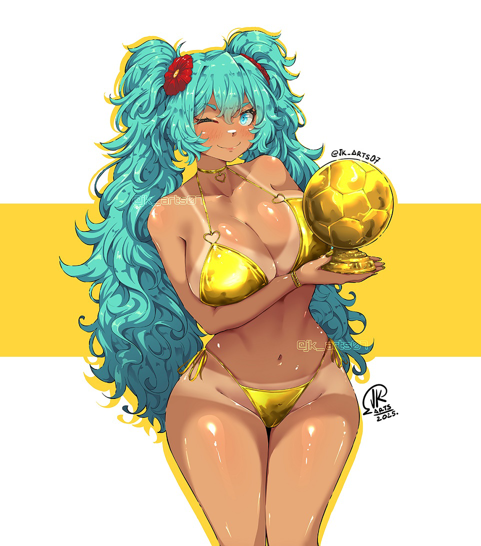 This is a pixiv picture whose title is Golden Brazilian Miku.