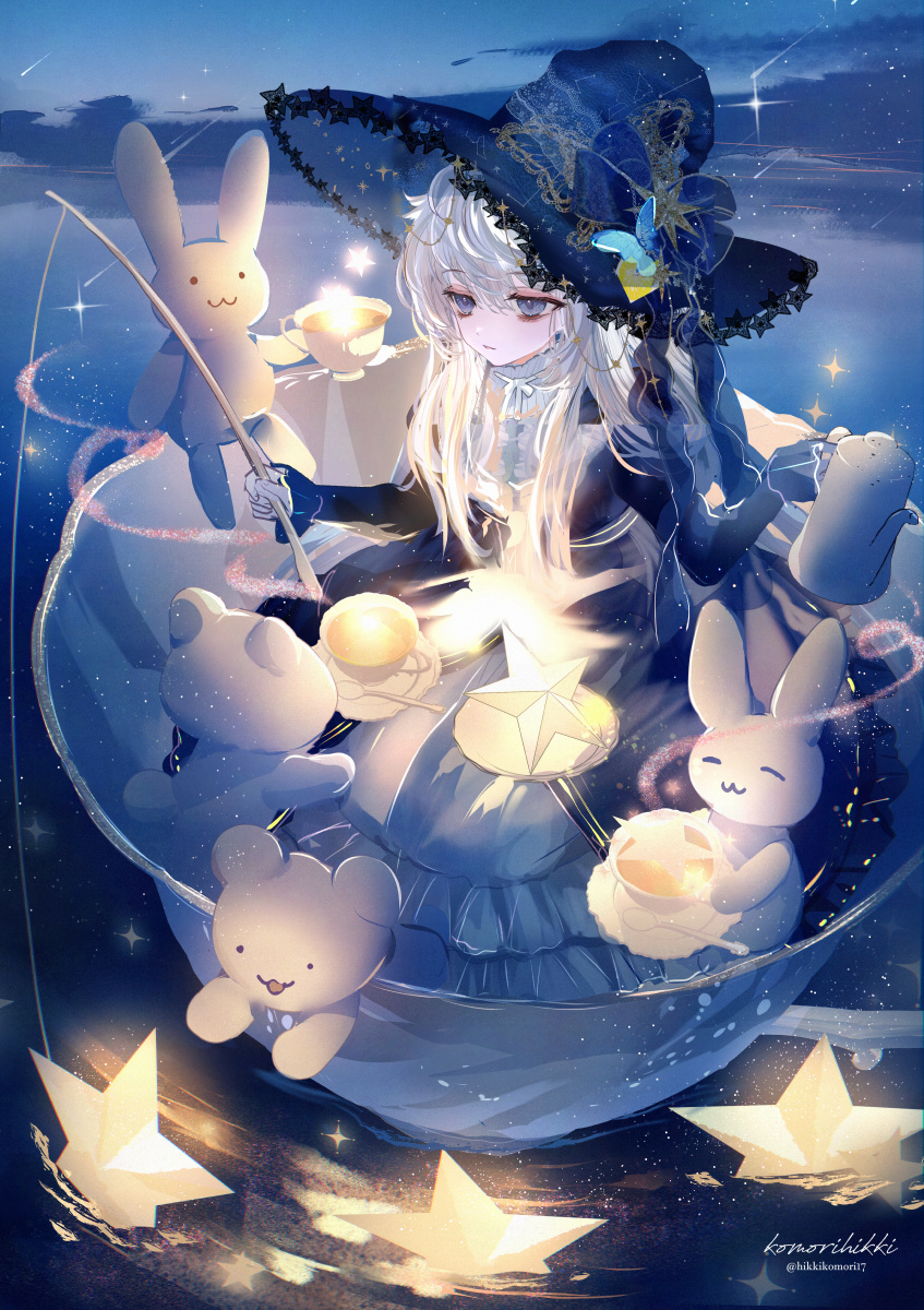 This is a pixiv picture whose title is 魔女と星の紅茶☕.