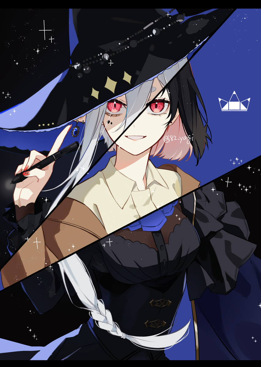 This is a pixiv picture whose title is 現実と仮想.
