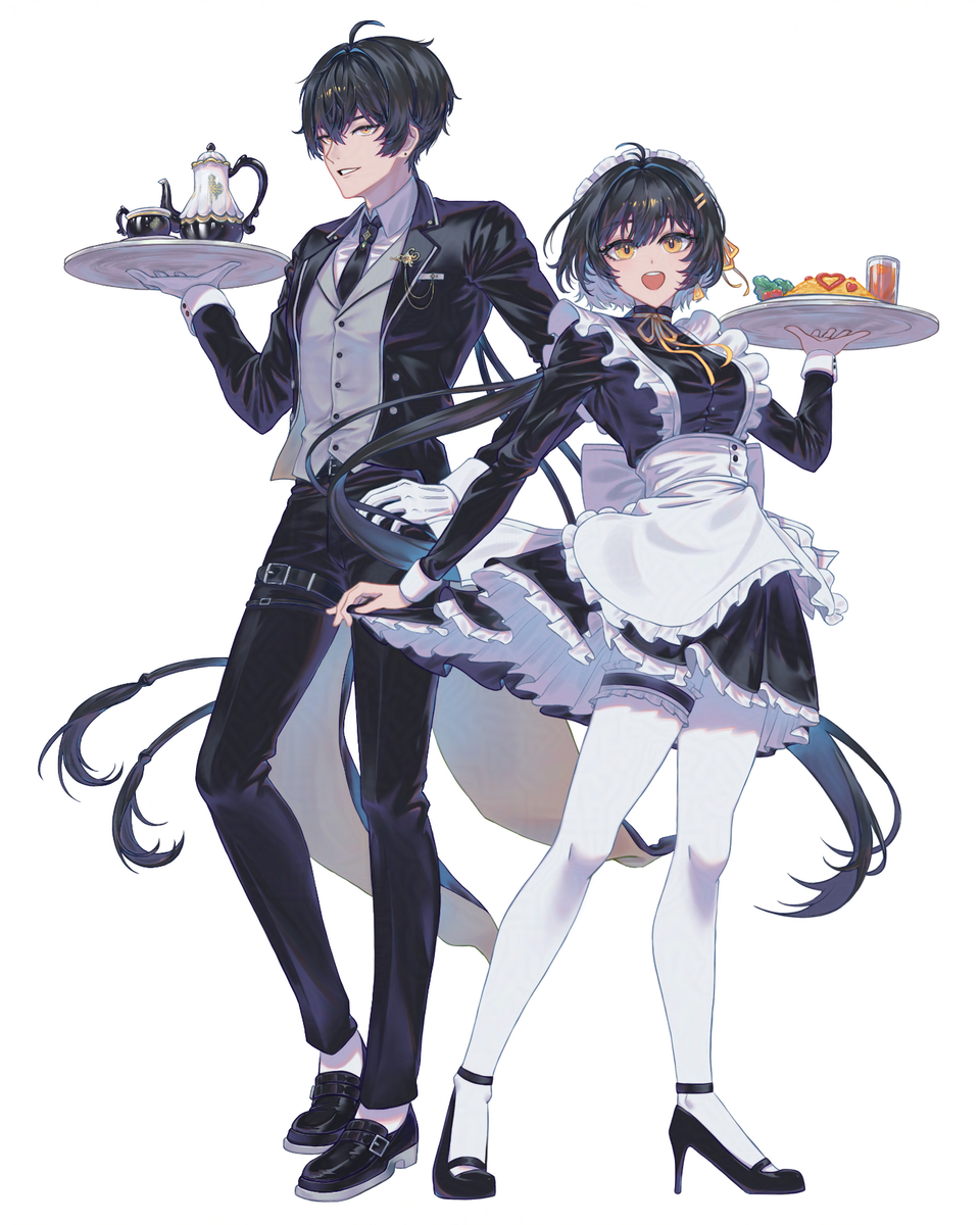 This is a pixiv picture whose title is 메이드 집사.