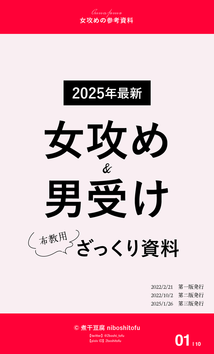 This is a pixiv picture whose title is 【2025年版】ざっくり女攻め講座-第三版.
