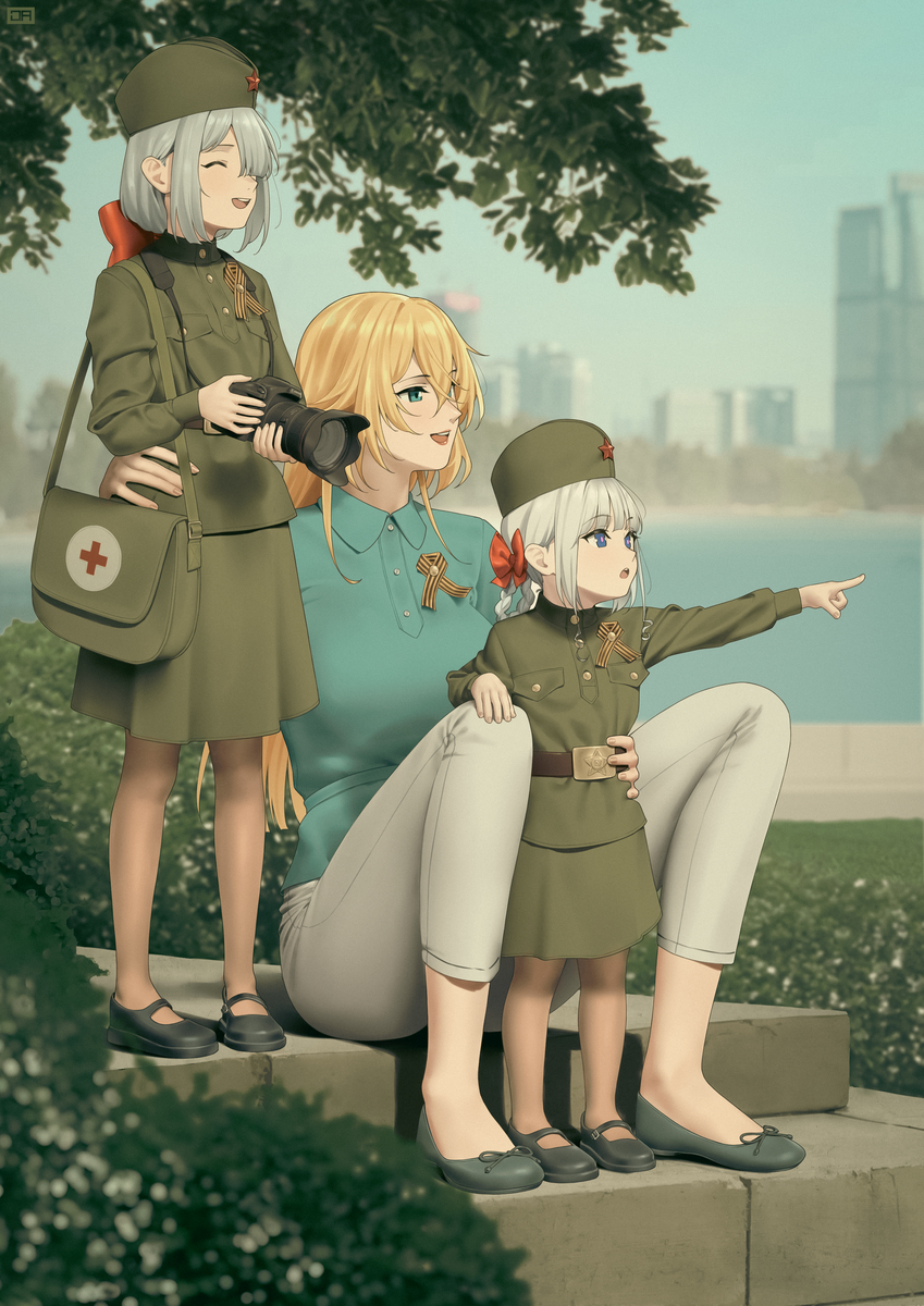 This is a pixiv picture whose title is AK-47 WITH DAUGHTERS ON VICTORY.