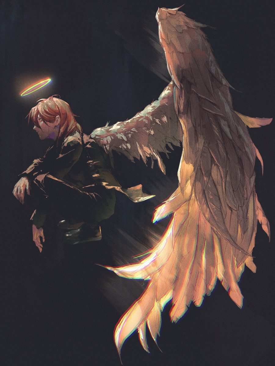 This is a pixiv picture whose title is 天使の翼.