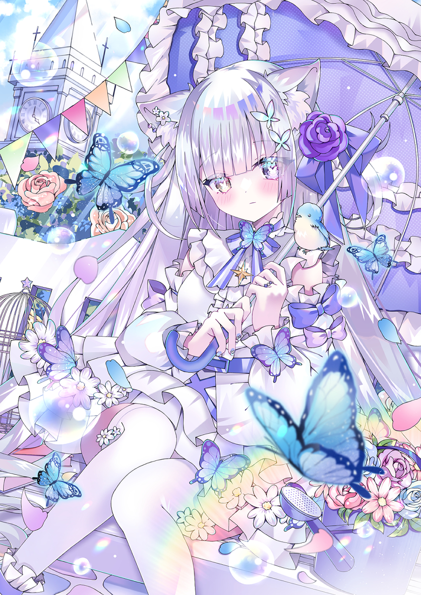 This is a pixiv picture whose title is フリルけもみみ🦋.
