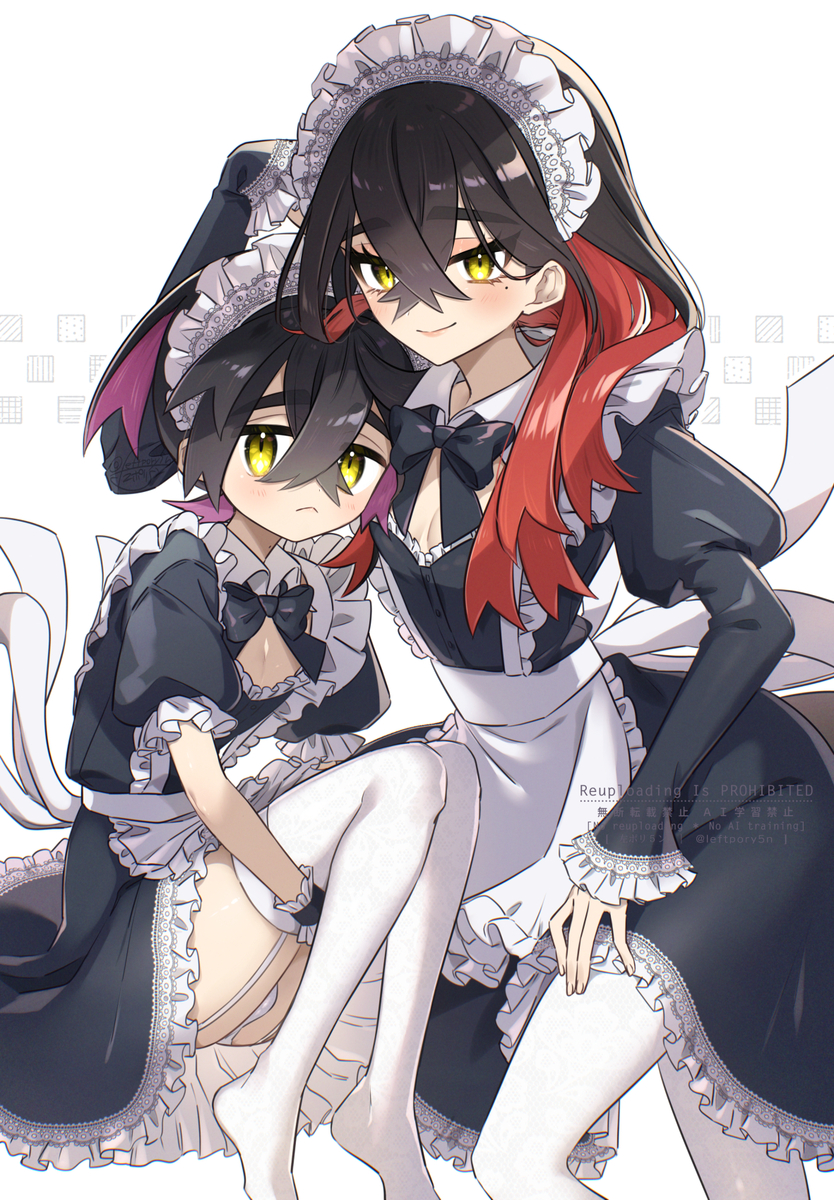 This is a pixiv picture whose title is メイドの日姉弟.