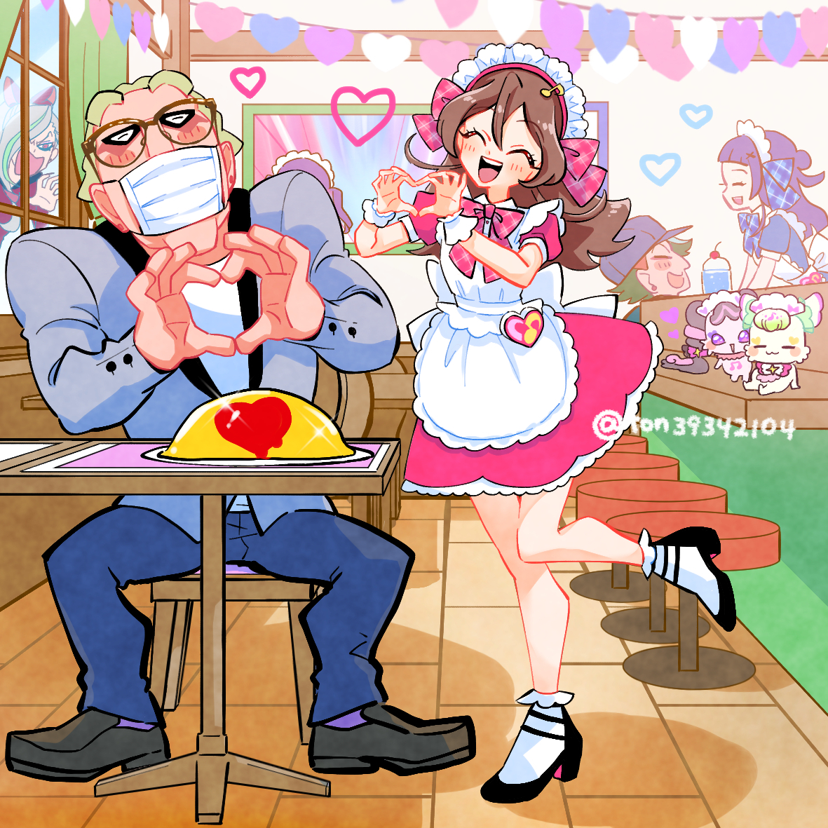 This is a pixiv picture whose title is メイドカフェ💖.