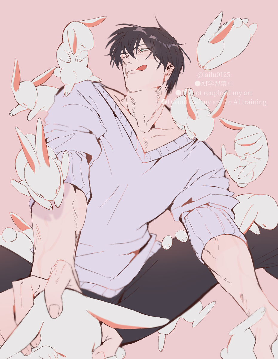 This is a pixiv picture whose title is vs脱兎.