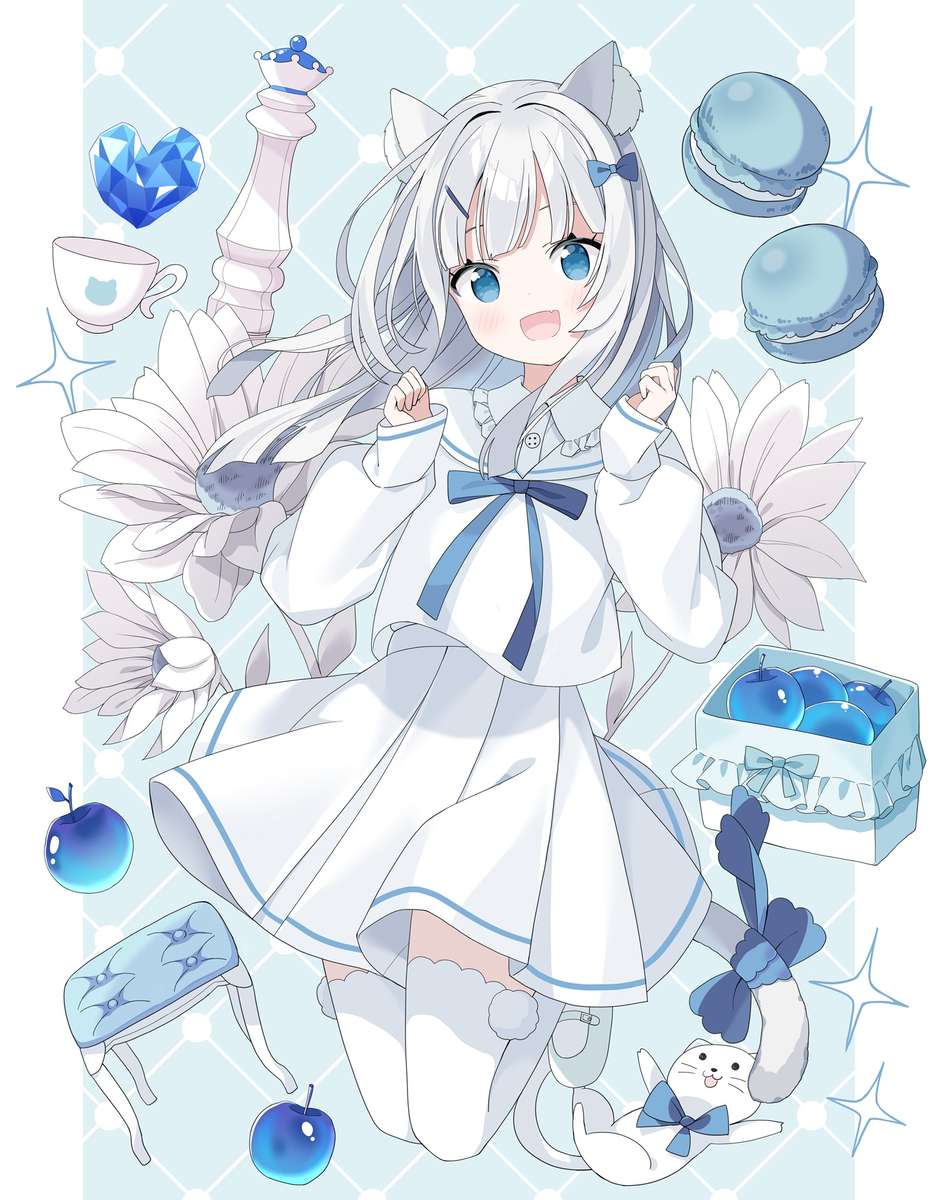 This is a pixiv picture whose title is White×Blue.