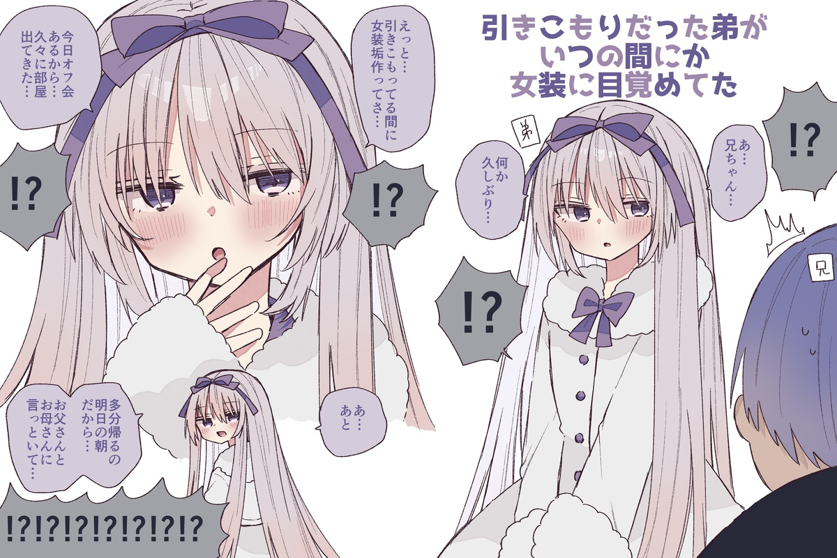 This is a pixiv picture whose title is 引きこもりだった弟が女装に目覚めてた.