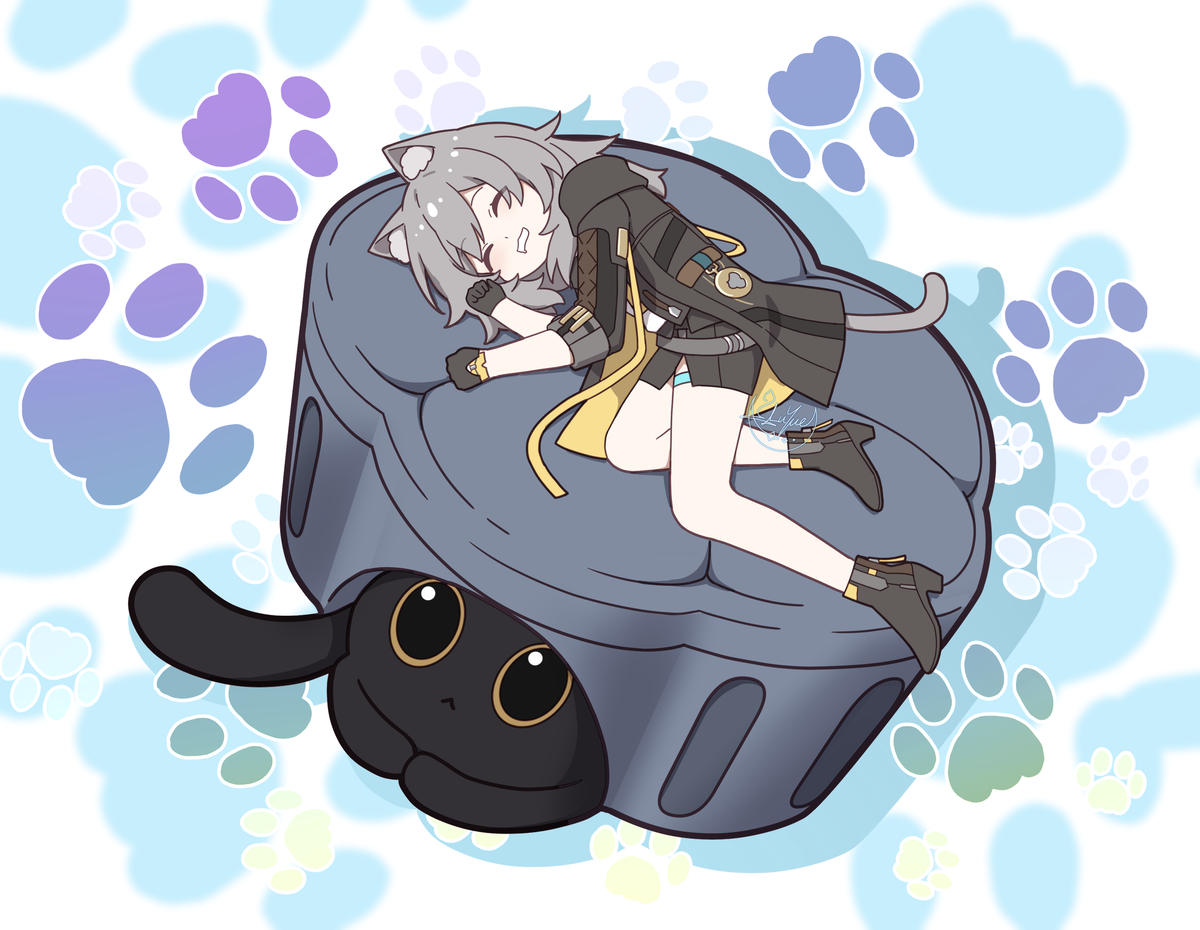 This is a pixiv picture whose title is Day41 开拓者&猫猫糕.