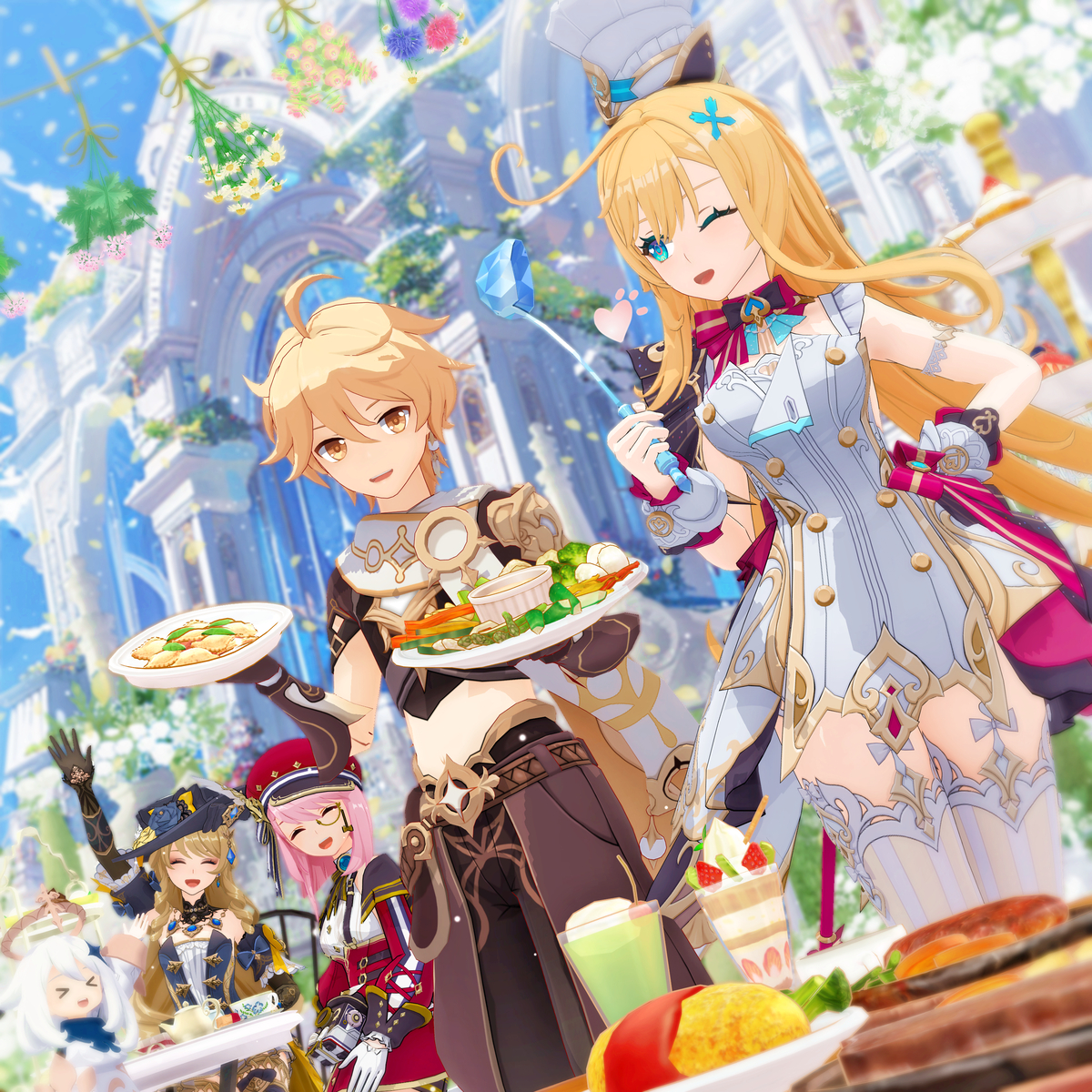 This is a pixiv picture whose title is 【原神MMD】空さん、エスコフィエさん その他諸々.