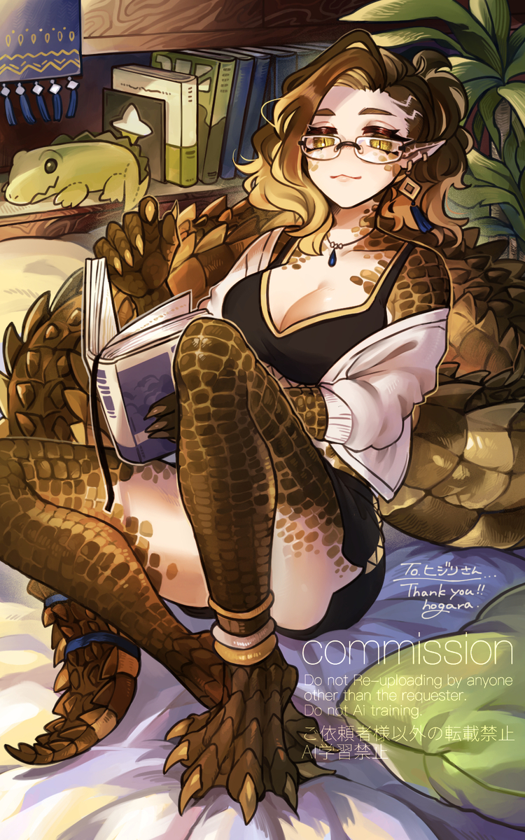 This is a pixiv picture whose title is 【Skeb】鰐娘🐊📚.