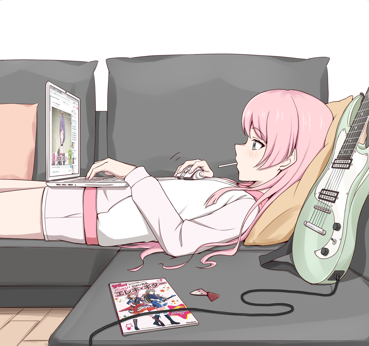 This is a pixiv picture whose title is 吉他弹累了休息一下~.