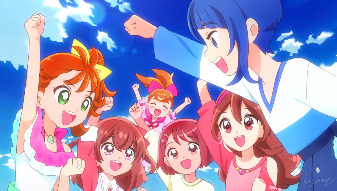 This is a pixiv picture whose title is 青空と令和のプリティガールズ☆2025.