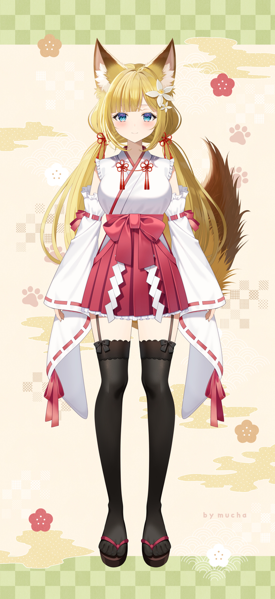 This is a pixiv picture whose title is 【お仕事告知】柚ノ希もみ 巫女衣装.