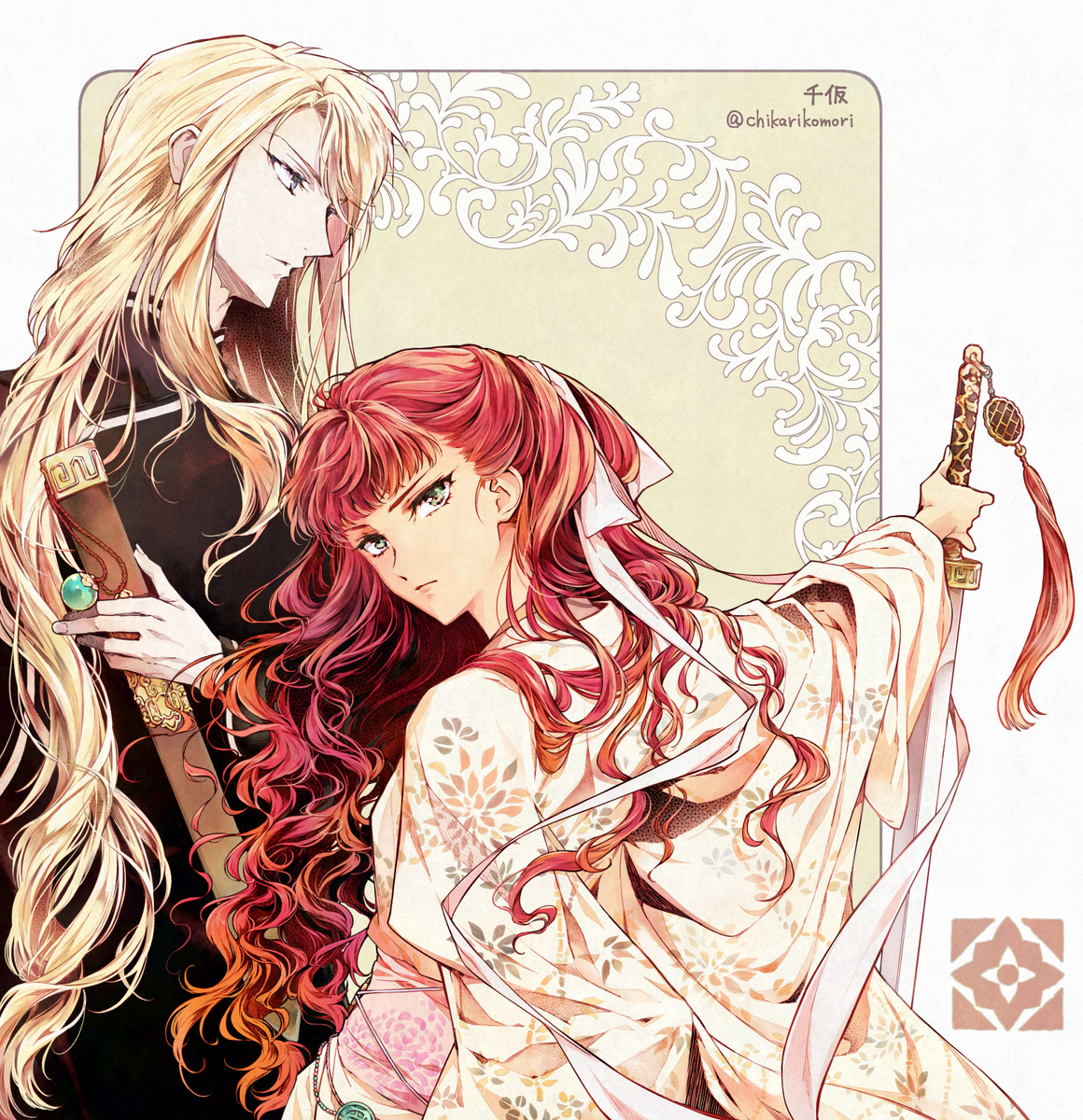 This is a pixiv picture whose title is 慶国主従.