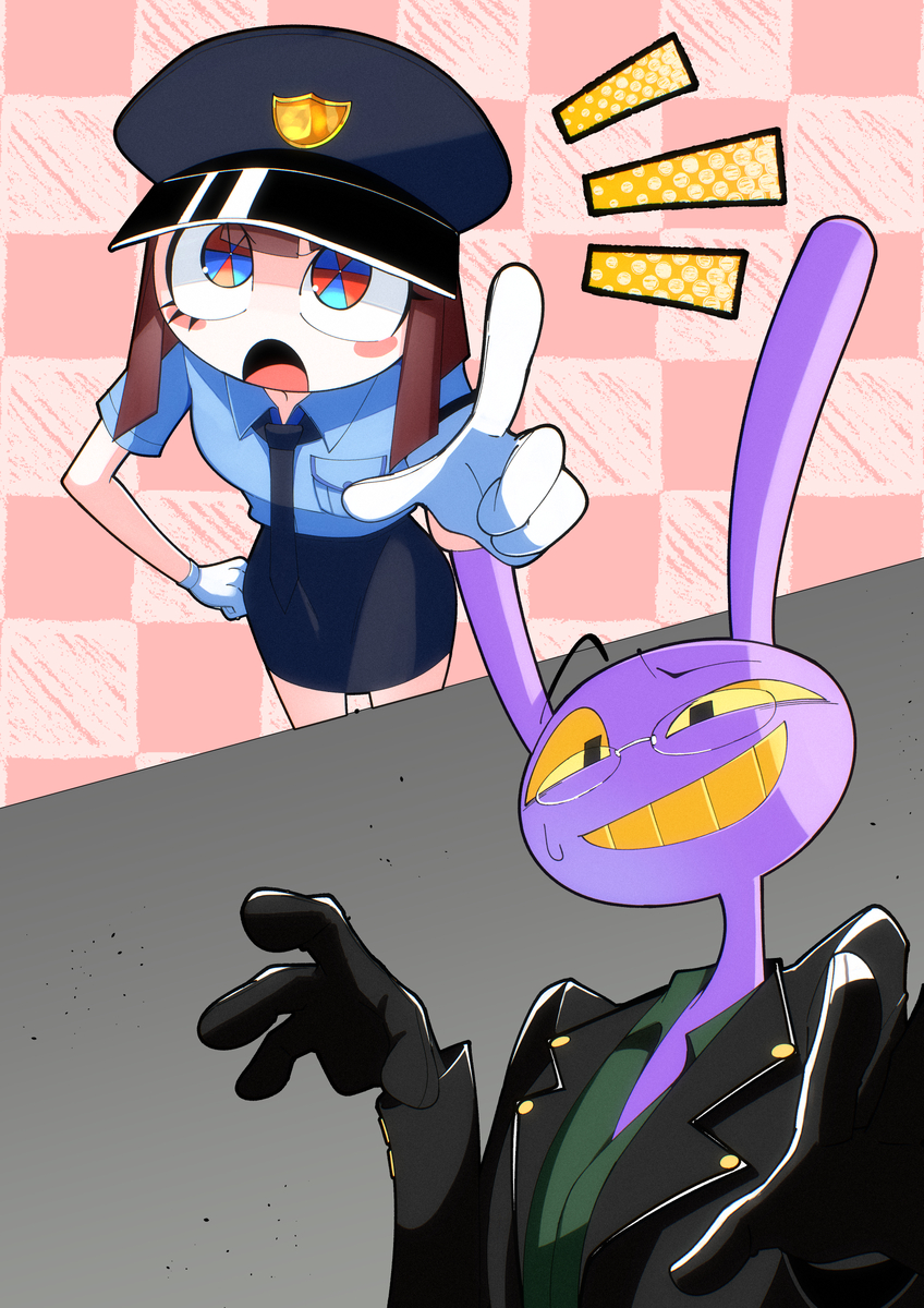 This is a pixiv picture whose title is 婦警と若頭.