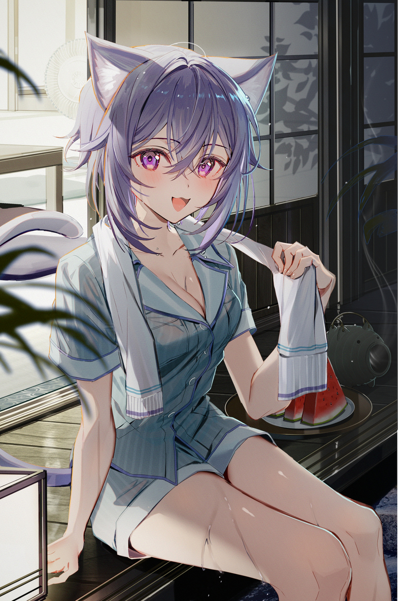 This is a pixiv picture whose title is 夕涼.