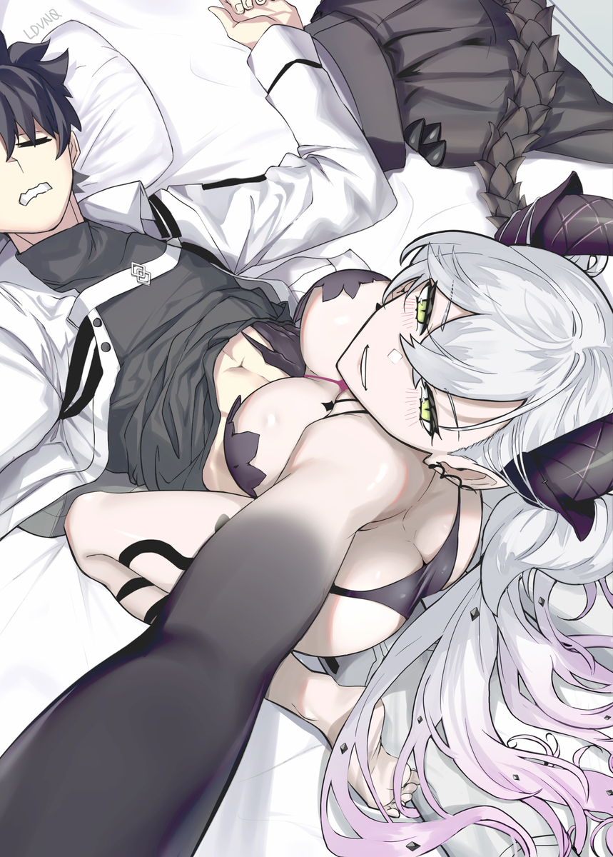 This is a pixiv picture whose title is Lilith Picking a Fight With Mash.