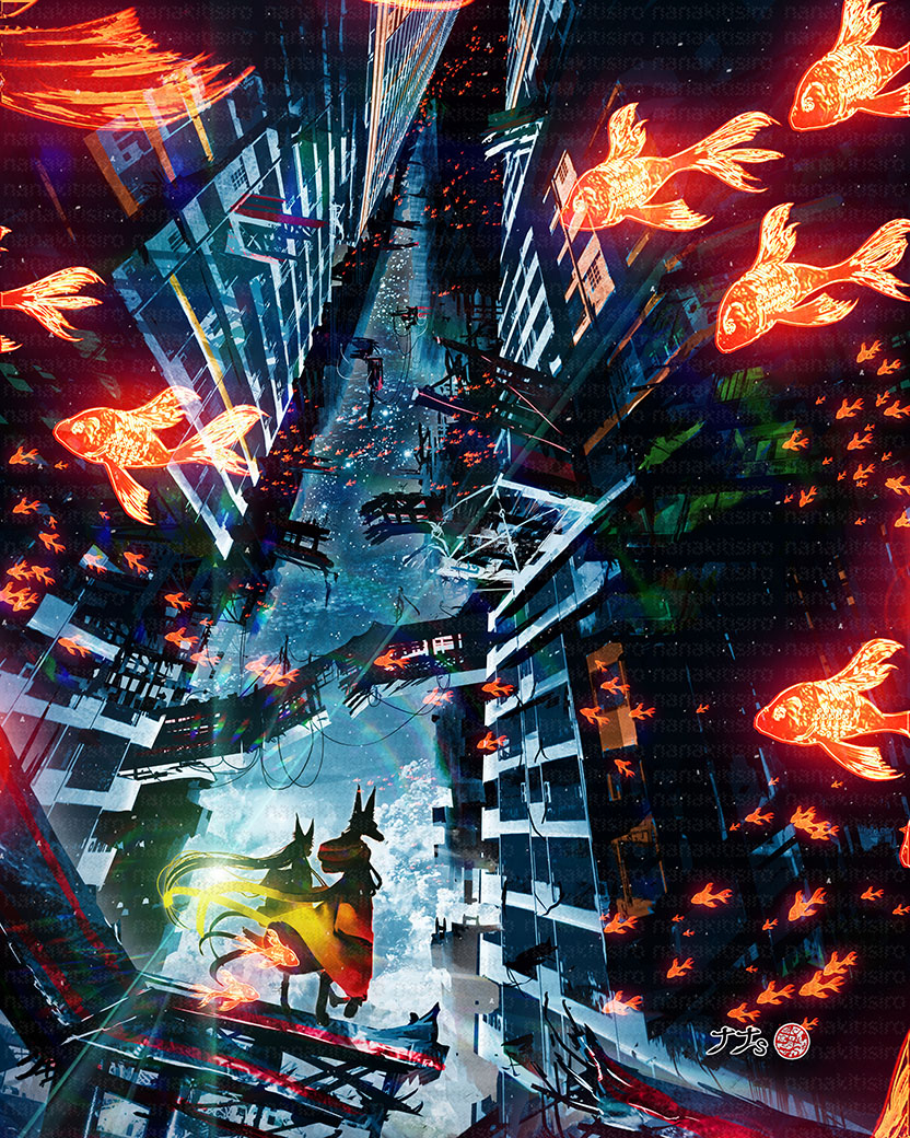 This is a pixiv picture whose title is 空の橋.