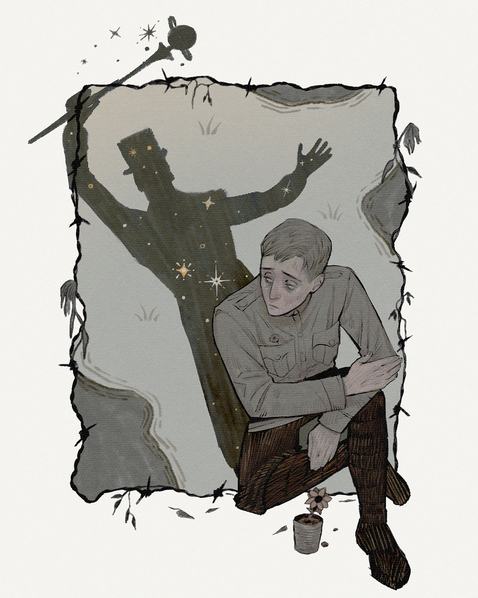 This is a pixiv picture whose title is 漫画『ひまわり畑』プロローグ.