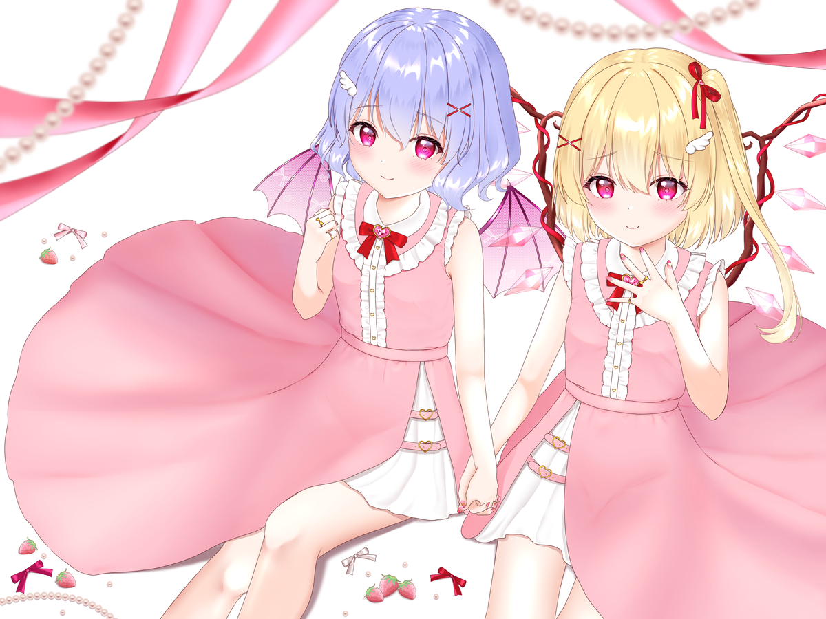 This is a pixiv picture whose title is レミフラ🩷🤍.