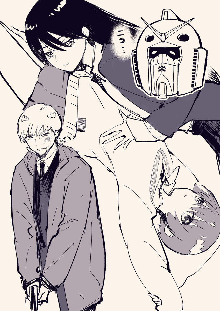 This is a pixiv picture whose title is 百合に微笑むガンダム.