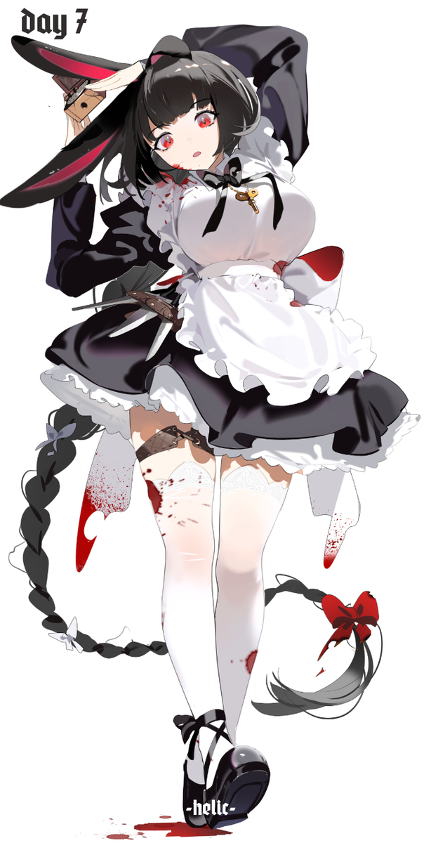 This is a pixiv picture whose title is 7/100 oc 病娇兔兔女仆.