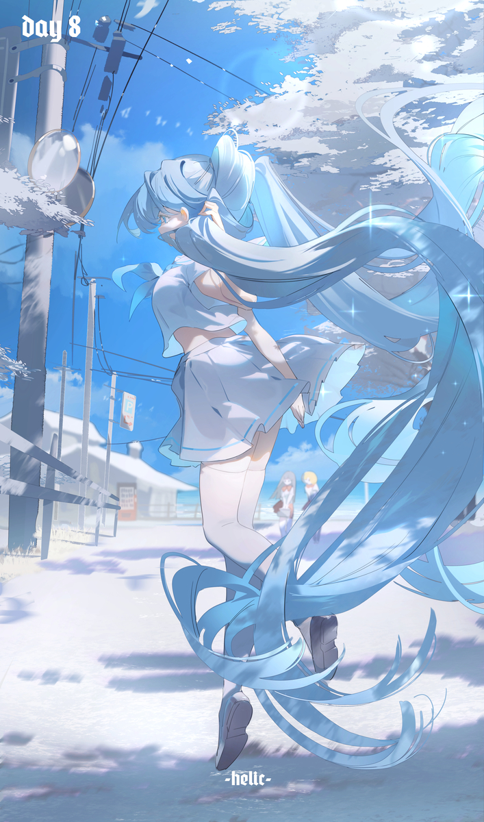 This is a pixiv picture whose title is 8/100 White Miku.