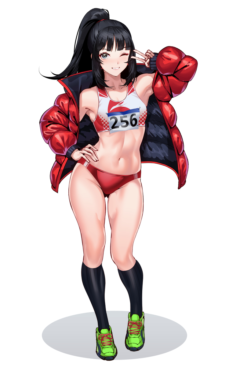 This is a pixiv picture whose title is 陸上のお姉さん.