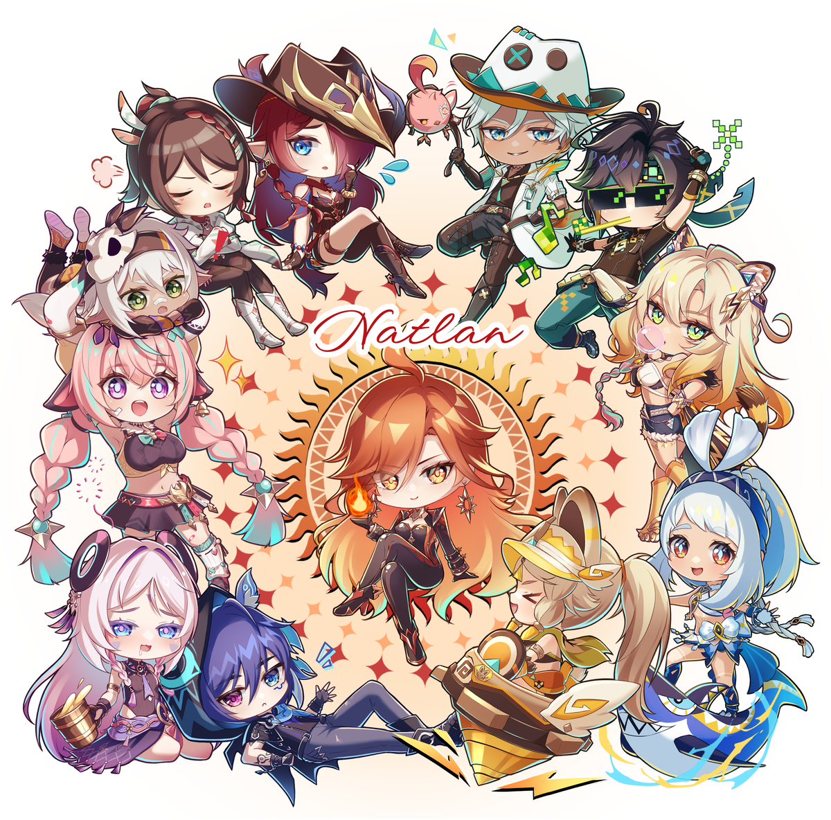 This is a pixiv picture whose title is ナタっ子全員しゅーごー！！.