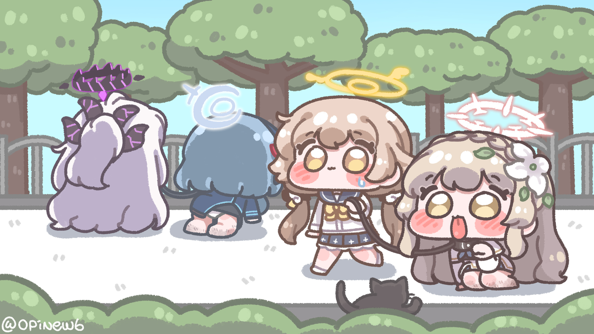 This is a pixiv picture whose title is 산책하는 트리니티의 고고한 아가씨.
