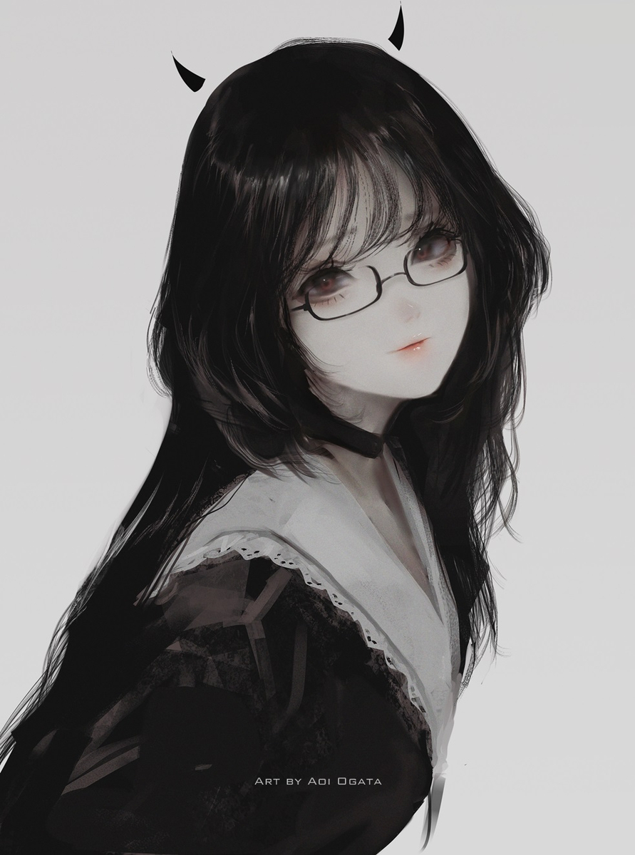 This is a pixiv picture whose title is Meganekko.