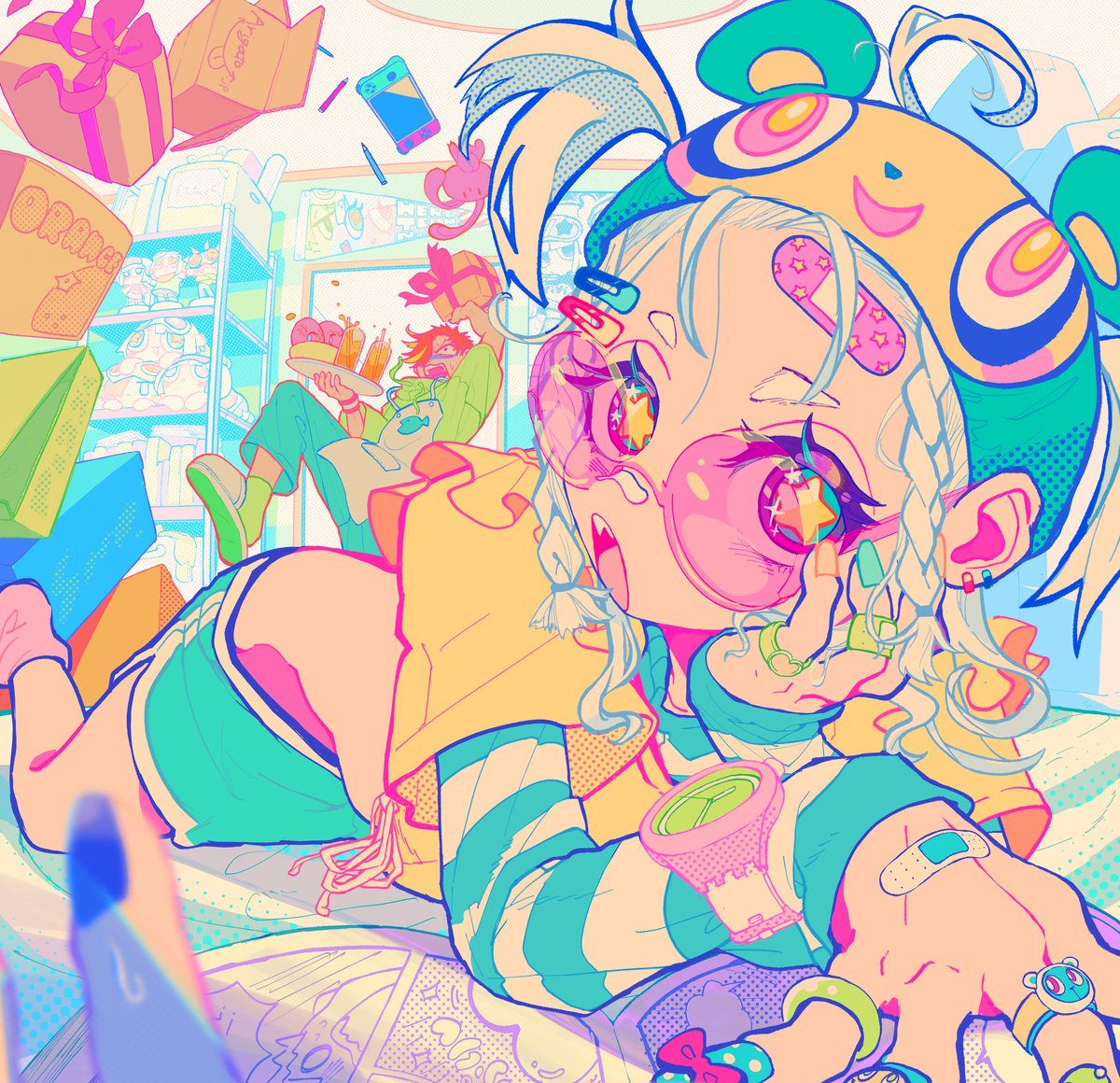 This is a pixiv picture whose title is パジャマパーティ危機一髪!?.
