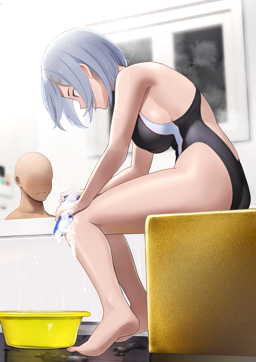 This is a pixiv picture whose title is 疲れて帰ると浜風が風呂を用意して待ってくれてる生活②.