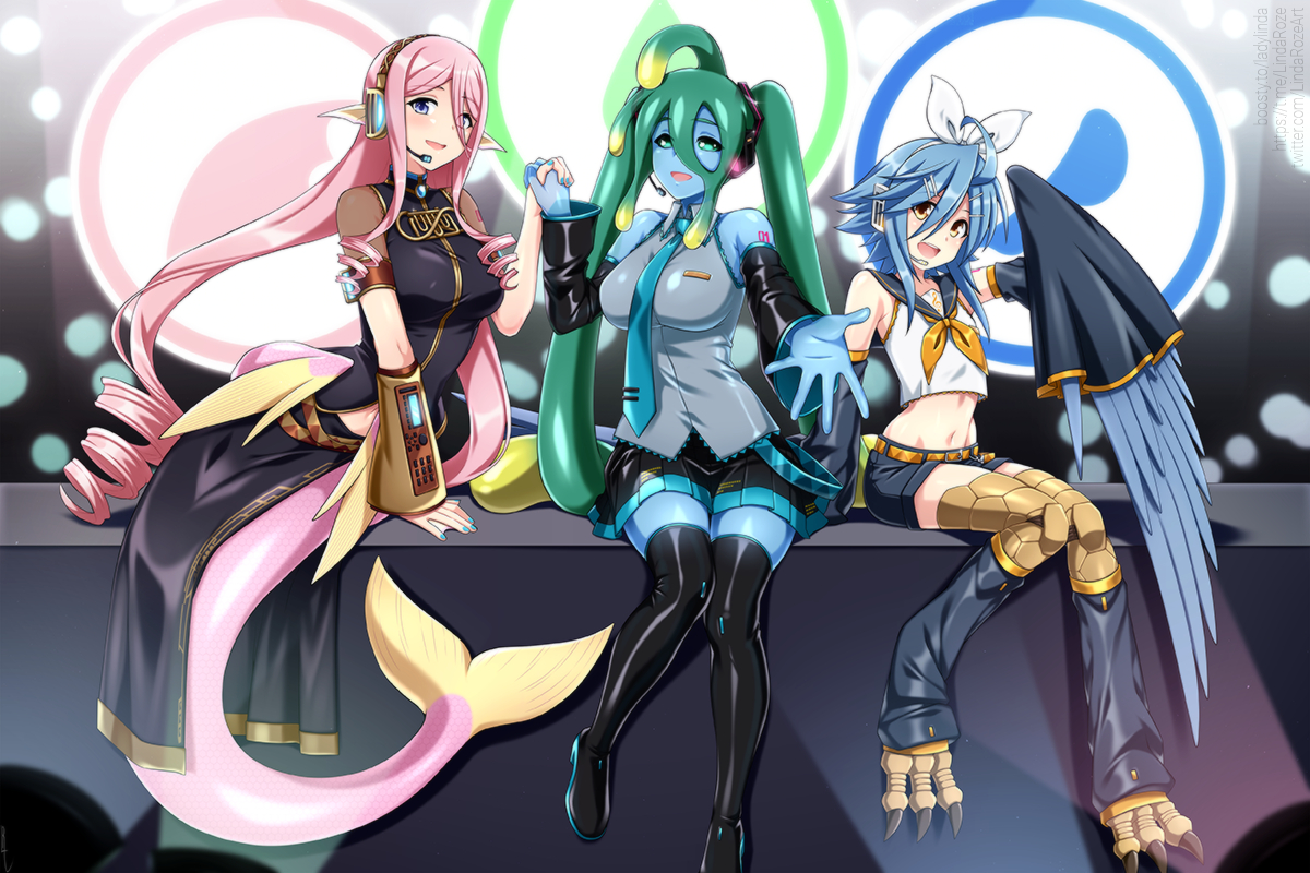 This is a pixiv picture whose title is MonMusu Vocaloids.