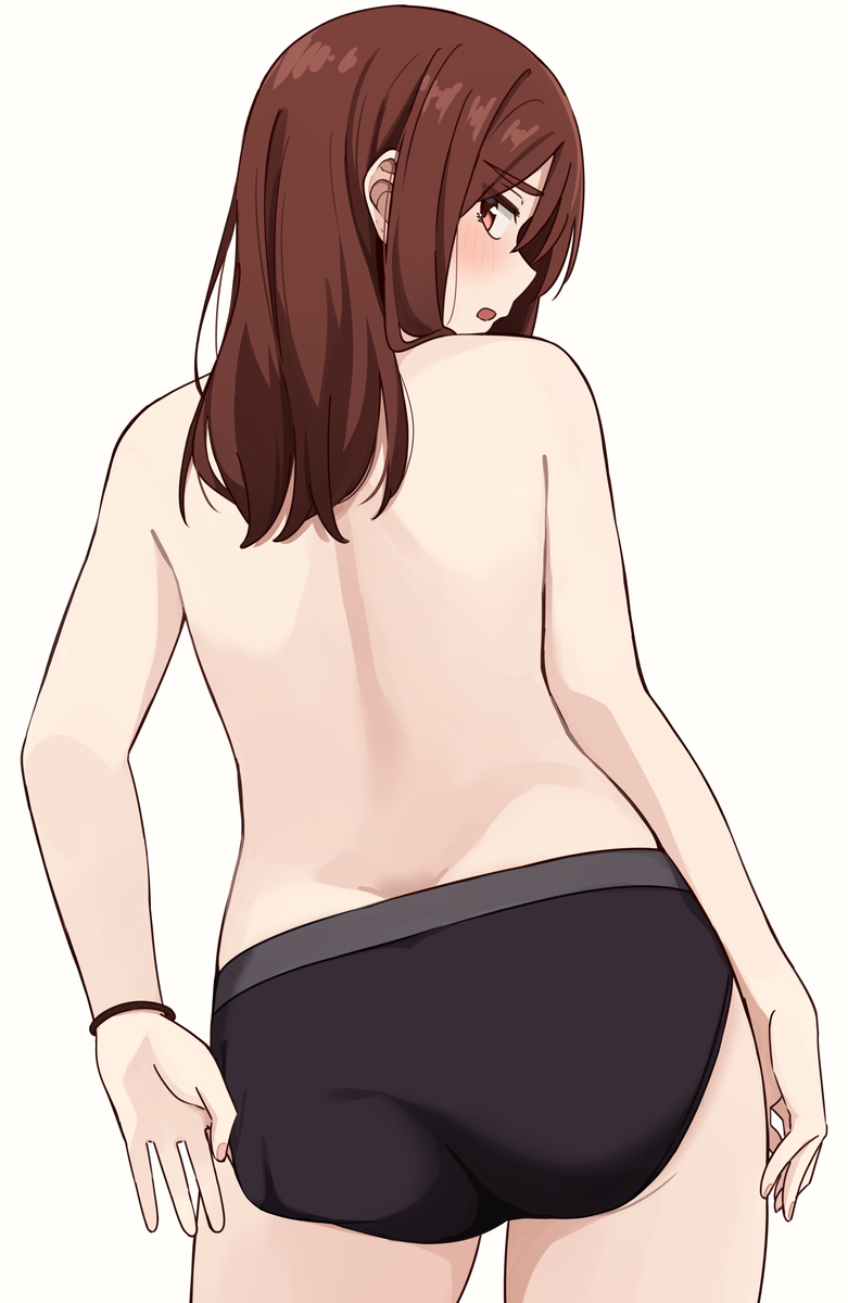 This is a pixiv picture whose title is 下着の食い込みが気になる紗希ちゃん.