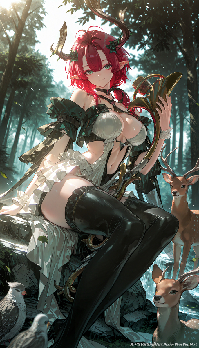 This is a pixiv picture whose title is sounds of nature~🌲🦌.