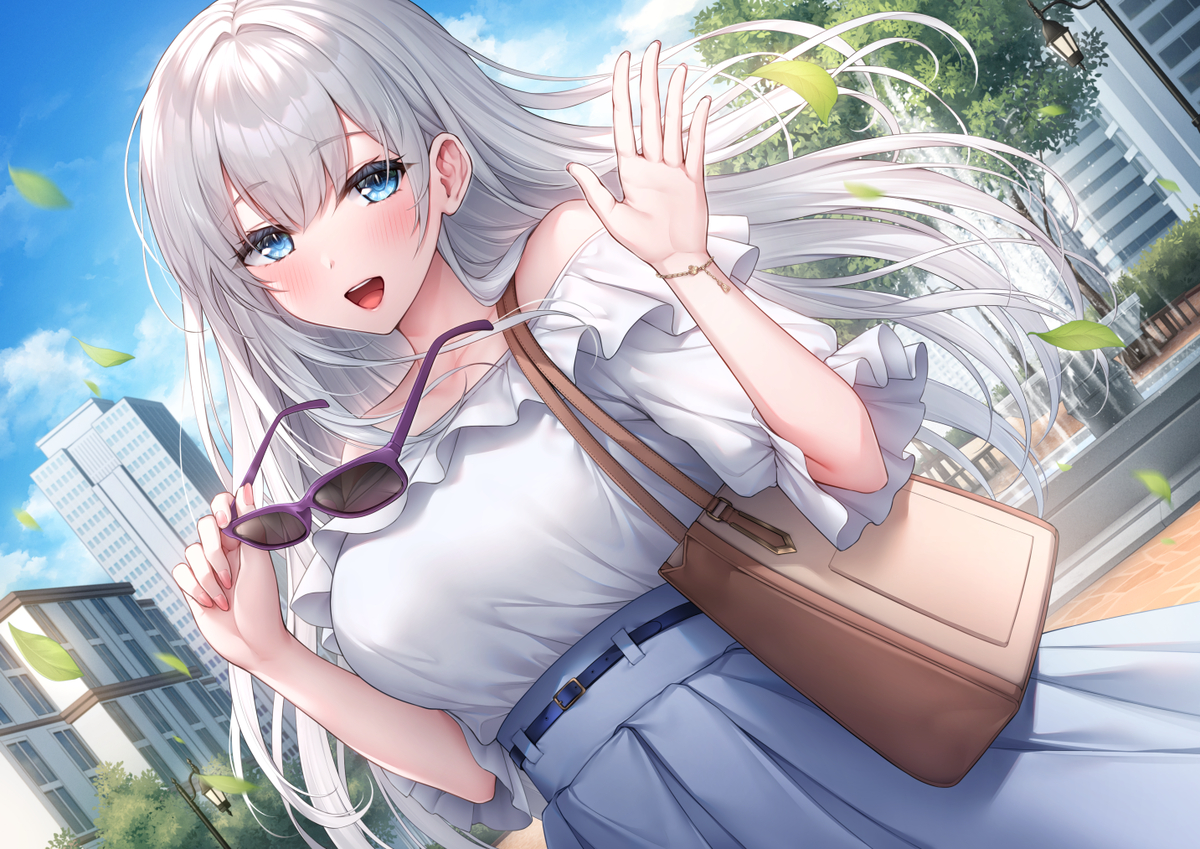 This is a pixiv picture whose title is 清楚系人気アイドルとお忍びデート🤍.