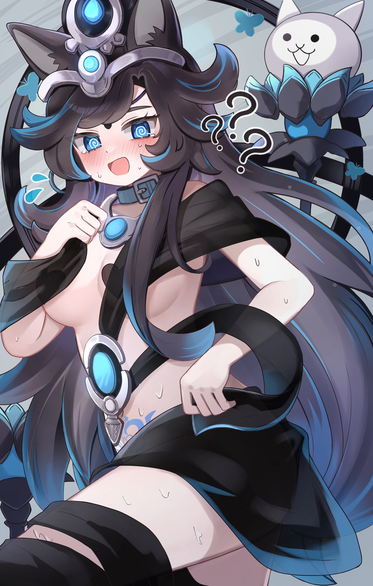 This is a pixiv picture whose title is なぜか布が剥がれちゃう黒ルナ.